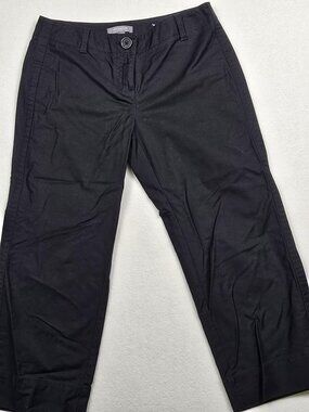 Ann Taylor Petite Black Cropped Pants Womens Size 0P Stretch Cotton Blend